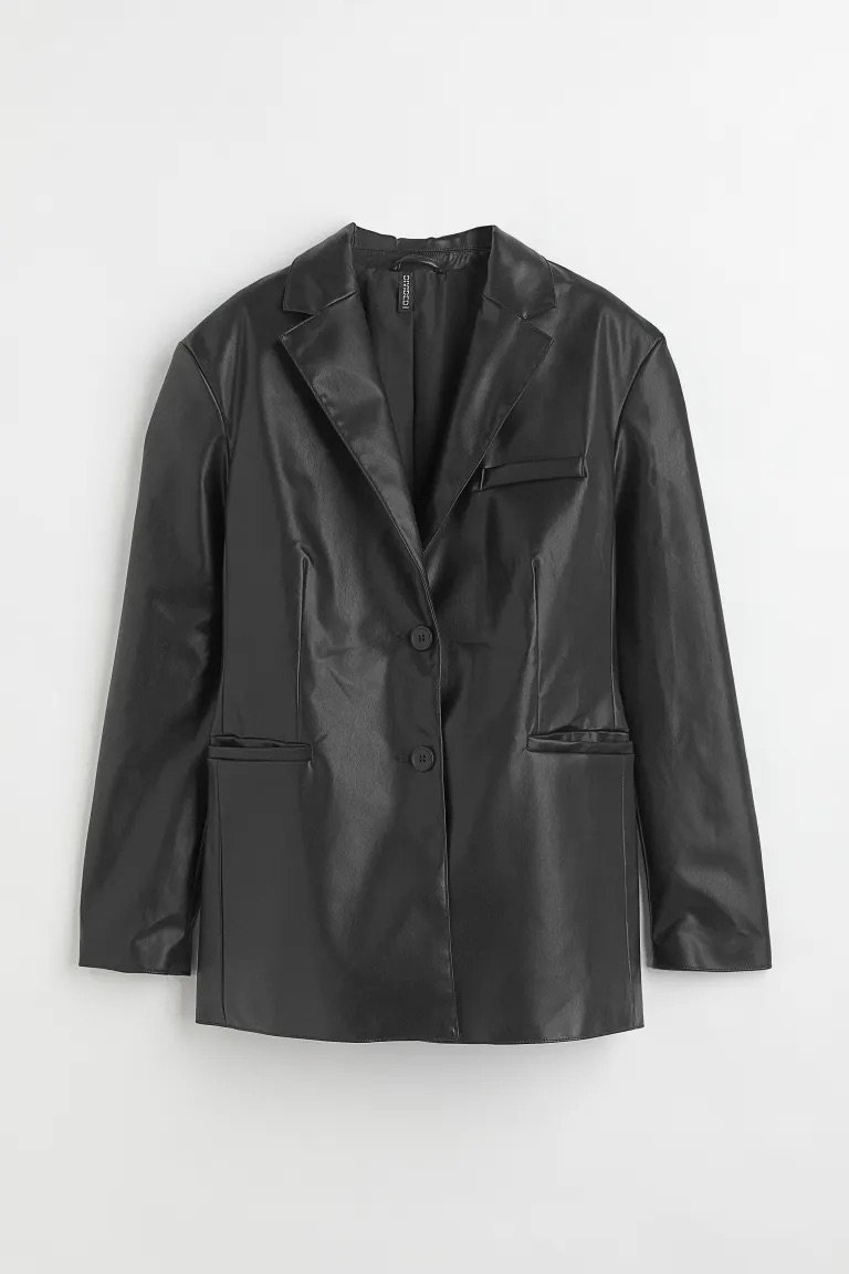 H&M Lederblazer schwarz