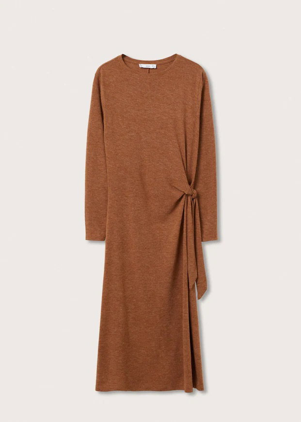 Mango Kleid braun mit Knoten