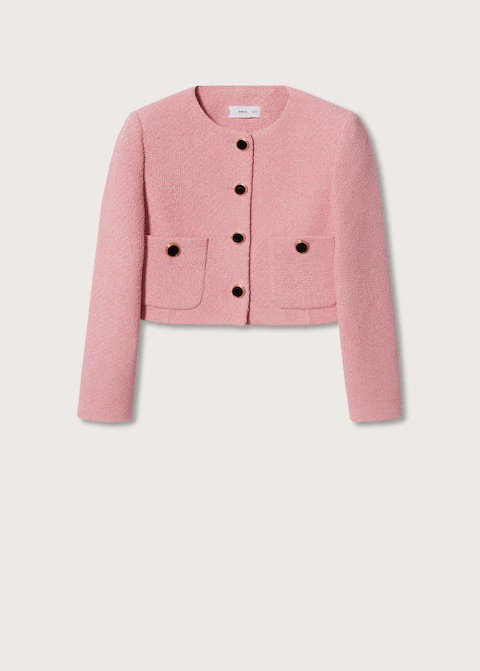 Mango Tweed Jacke rosa
