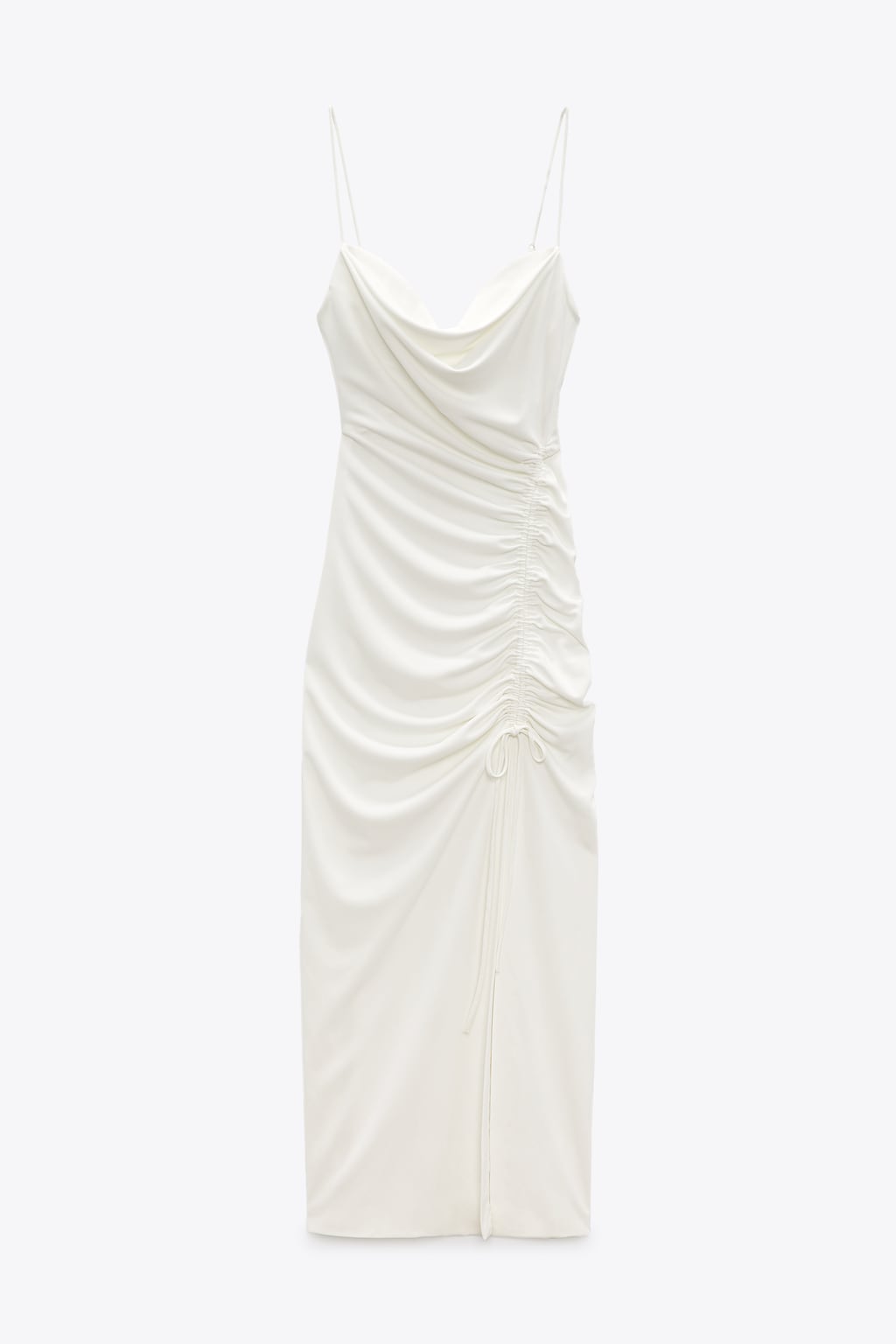 Zara Kleid mit Zierfalten weiß