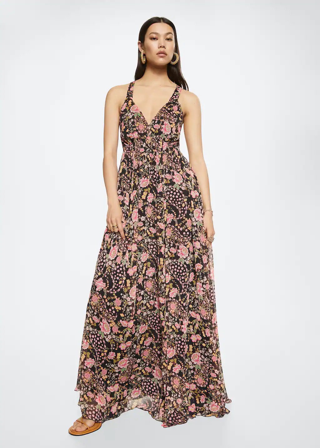 Geblümtes Chiffon-Kleid Mango