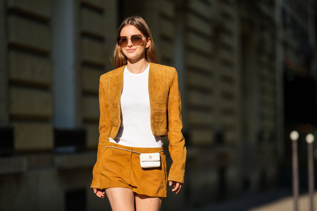 Frau Streetstyle kurze Hose braun