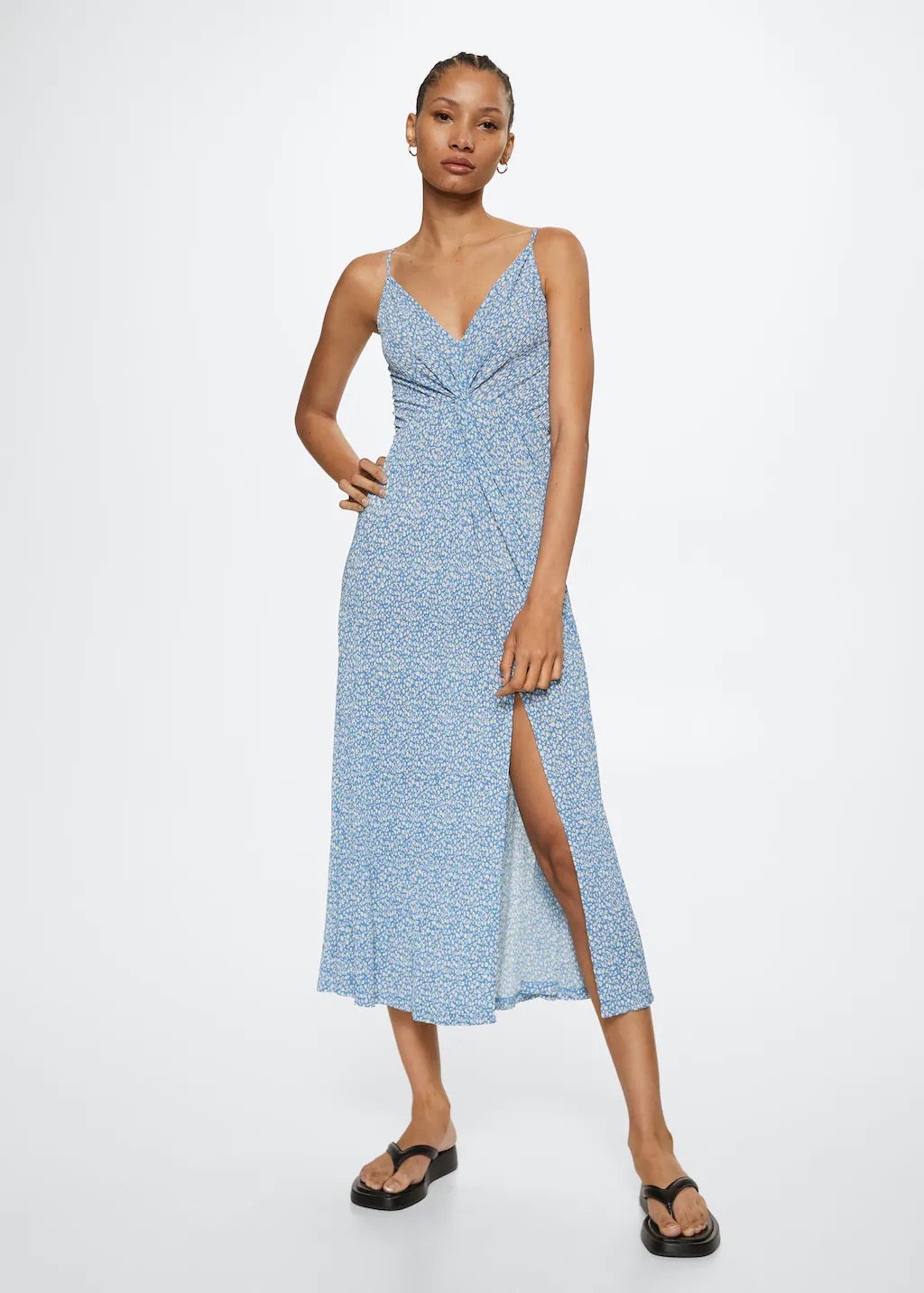 Kleid mit Blumendruck Mango blau