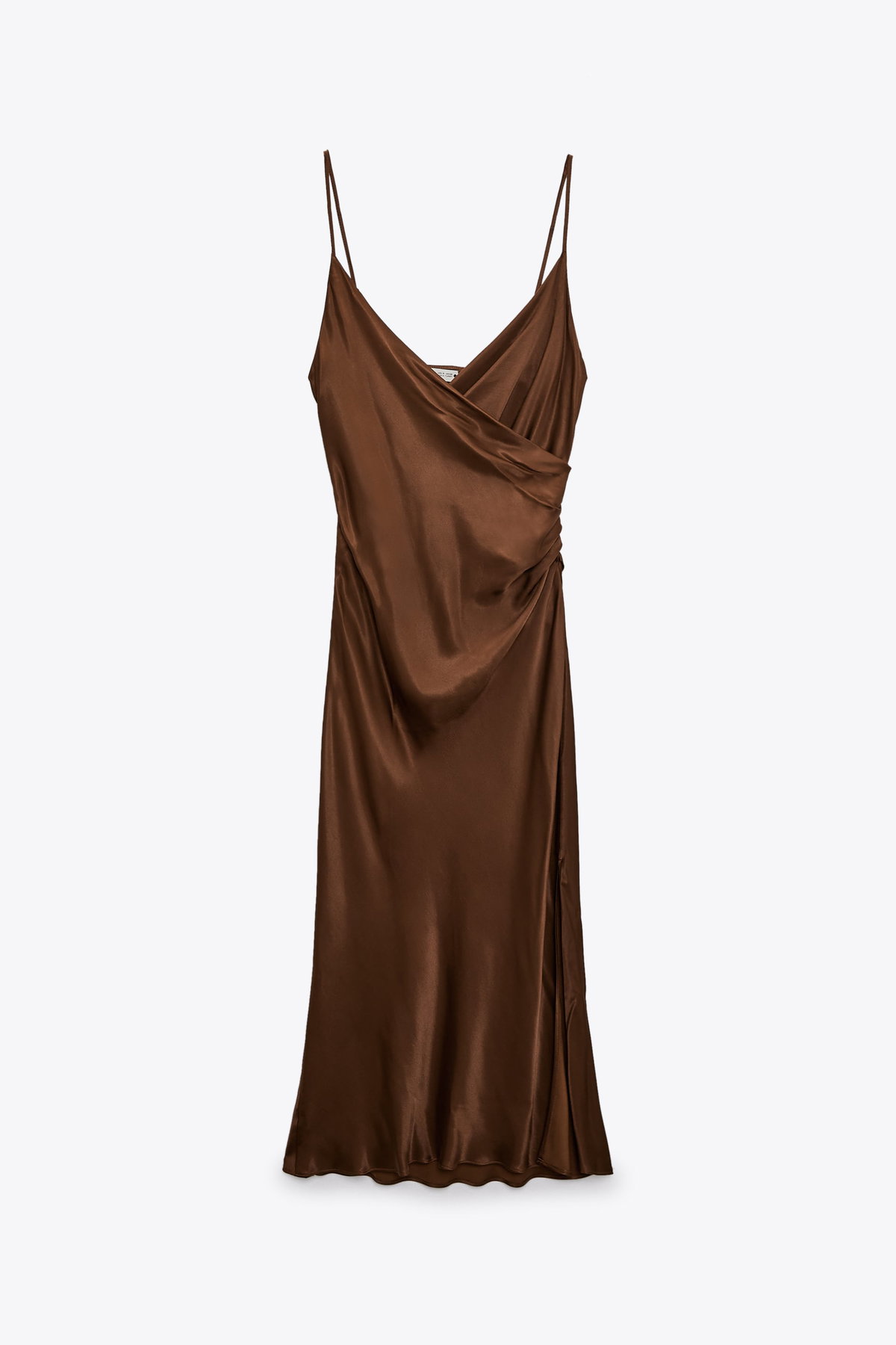 MIDI-KLEID IN SATINOPTIK braun