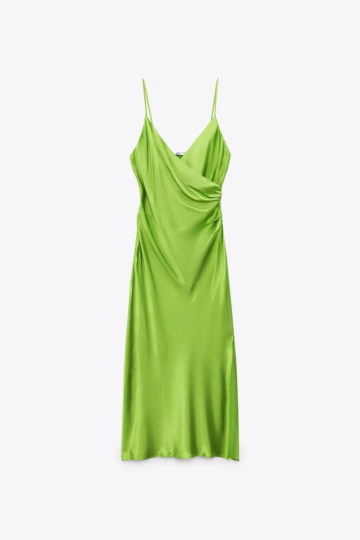 ZARA drapiertes Kleid grün Satin