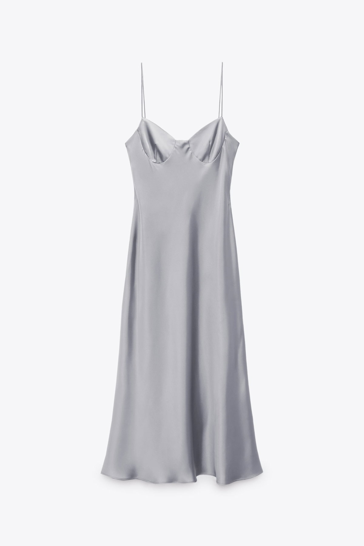 graues Satinkleid ZARA