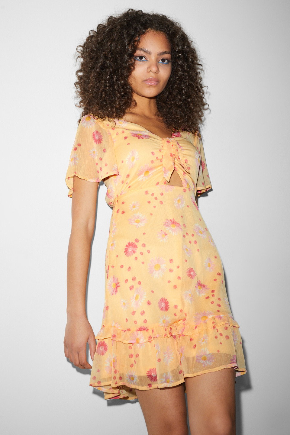 CLOCKHOUSE - Fit & Flare Kleid mit Knotendetail - geblümt C&A