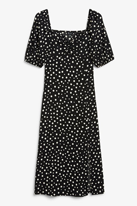 gepunktetes Kleid Monki schwarz weiß