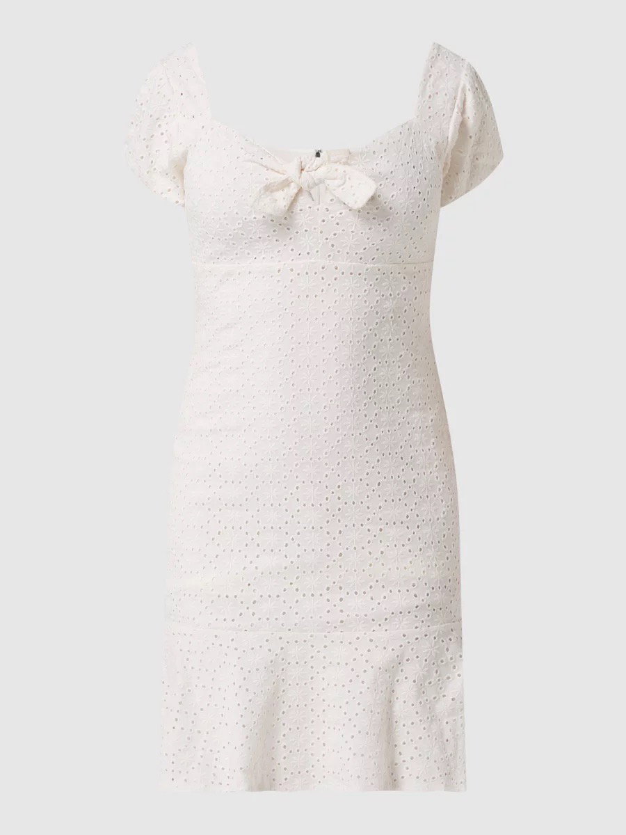 Guess Breanna Dress - Knielanges Kleid mit Lochstickereien - Offwhite Large