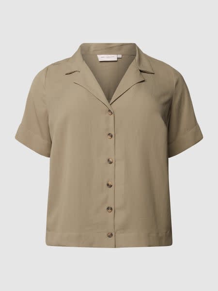 ONLY CARMAKOMA PLUS SIZE Bluse mit Reverskragen - Olivgrün