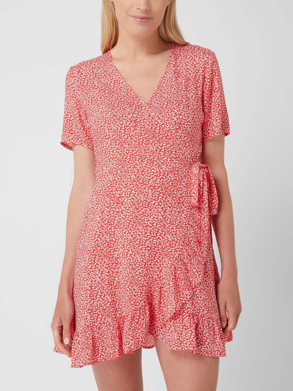 Only Wickelkleid mit Millefleurs Modell 'Nova' - Rot