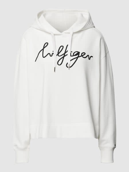 Tommy Hilfiger Hoodie mit Label-Stitching - Offwhite