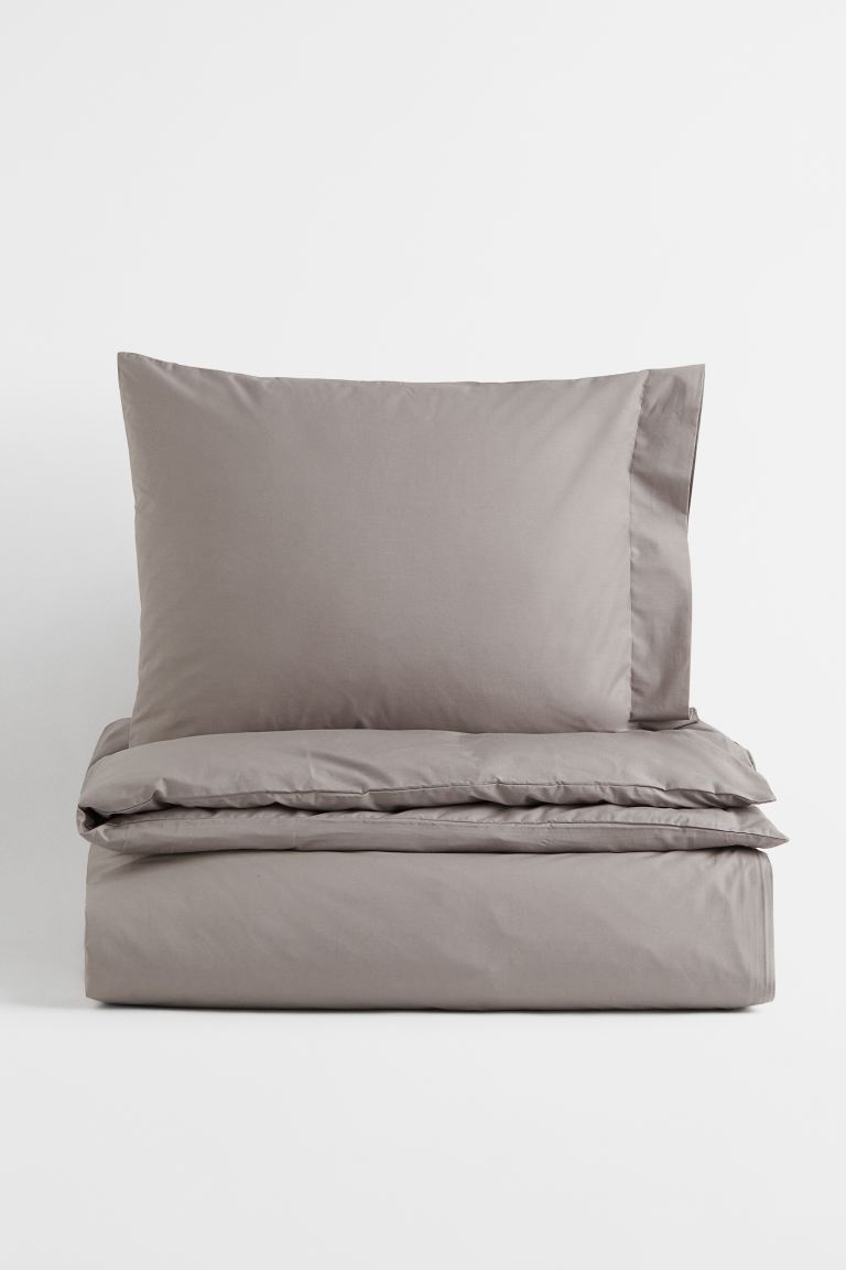 Bettwäsche in Greige aus Baumwollperkal von H&M Home