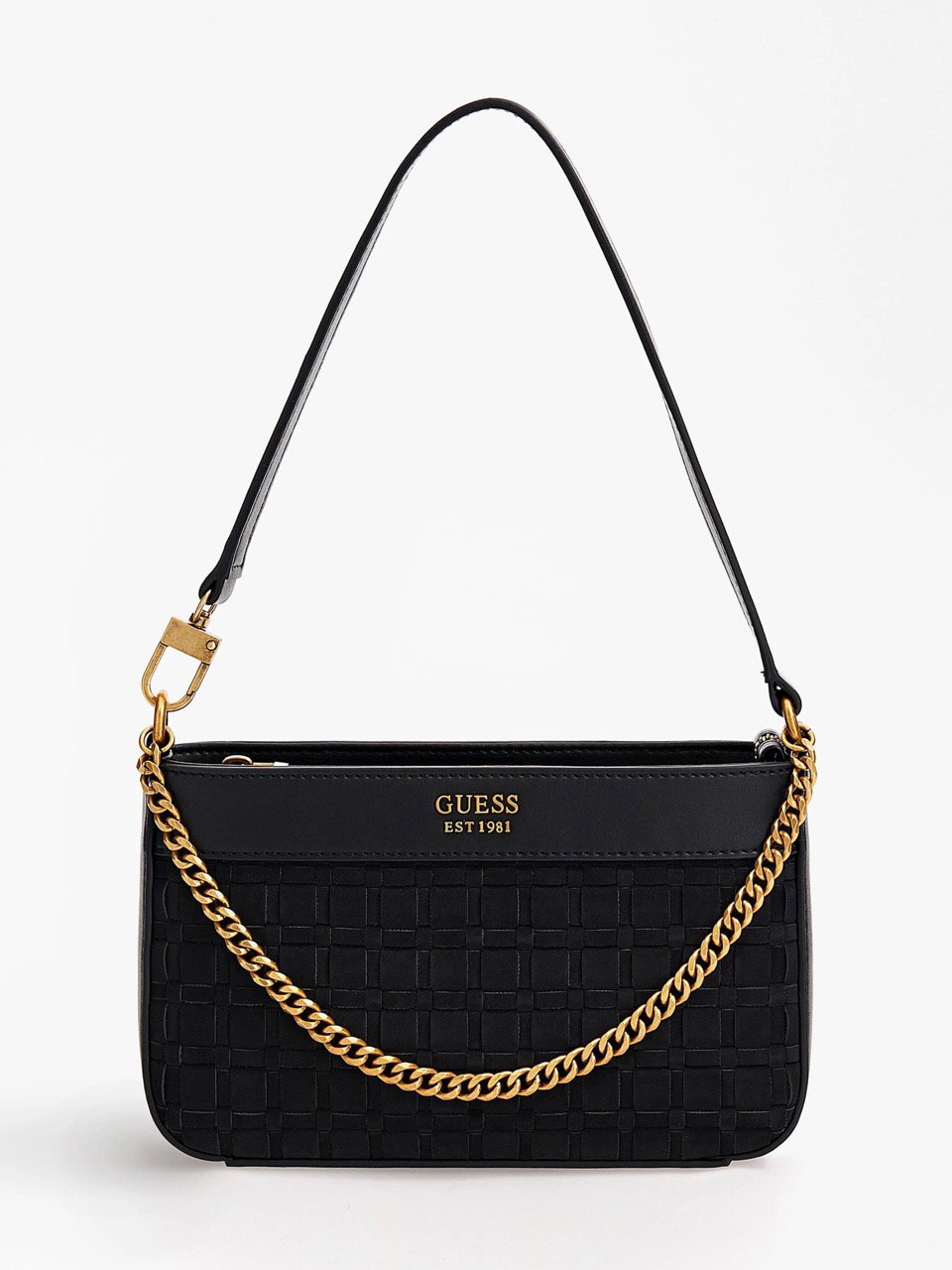 Mini-tasche katey flechtoptik schwarz Guess Large