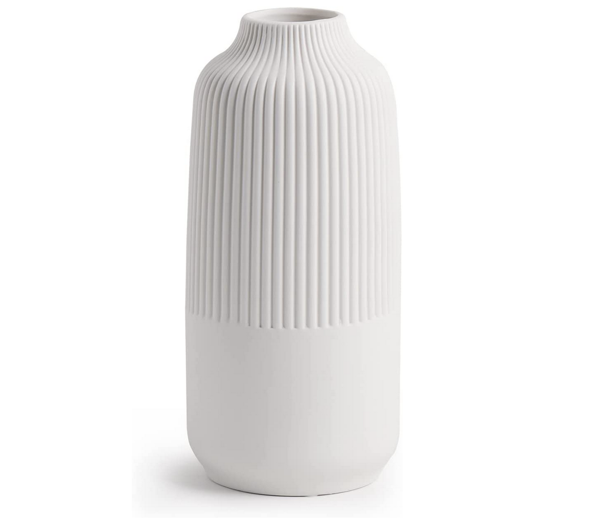 Pevfeciy Keramik Vase Weiß Matt, Handmade Vasen Blumenvase Modern für Pampasgras