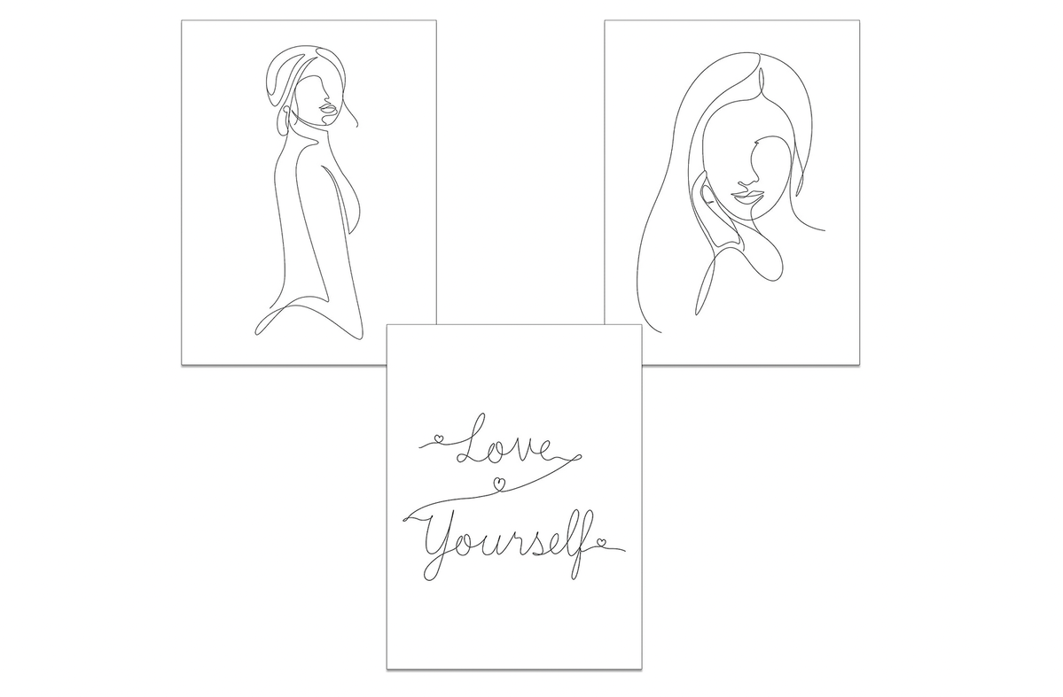 ChicResult Line Art Wandbilder Love Yourself