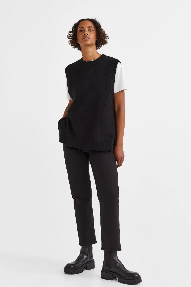 H & M - Gestrickter Pullunder - Schwarz - Damen Large