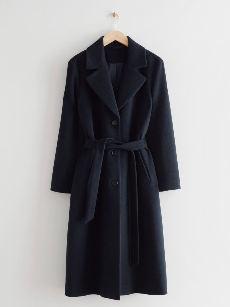 Oversized-Mantel aus Alpakamischung dunkelblau &other Stories