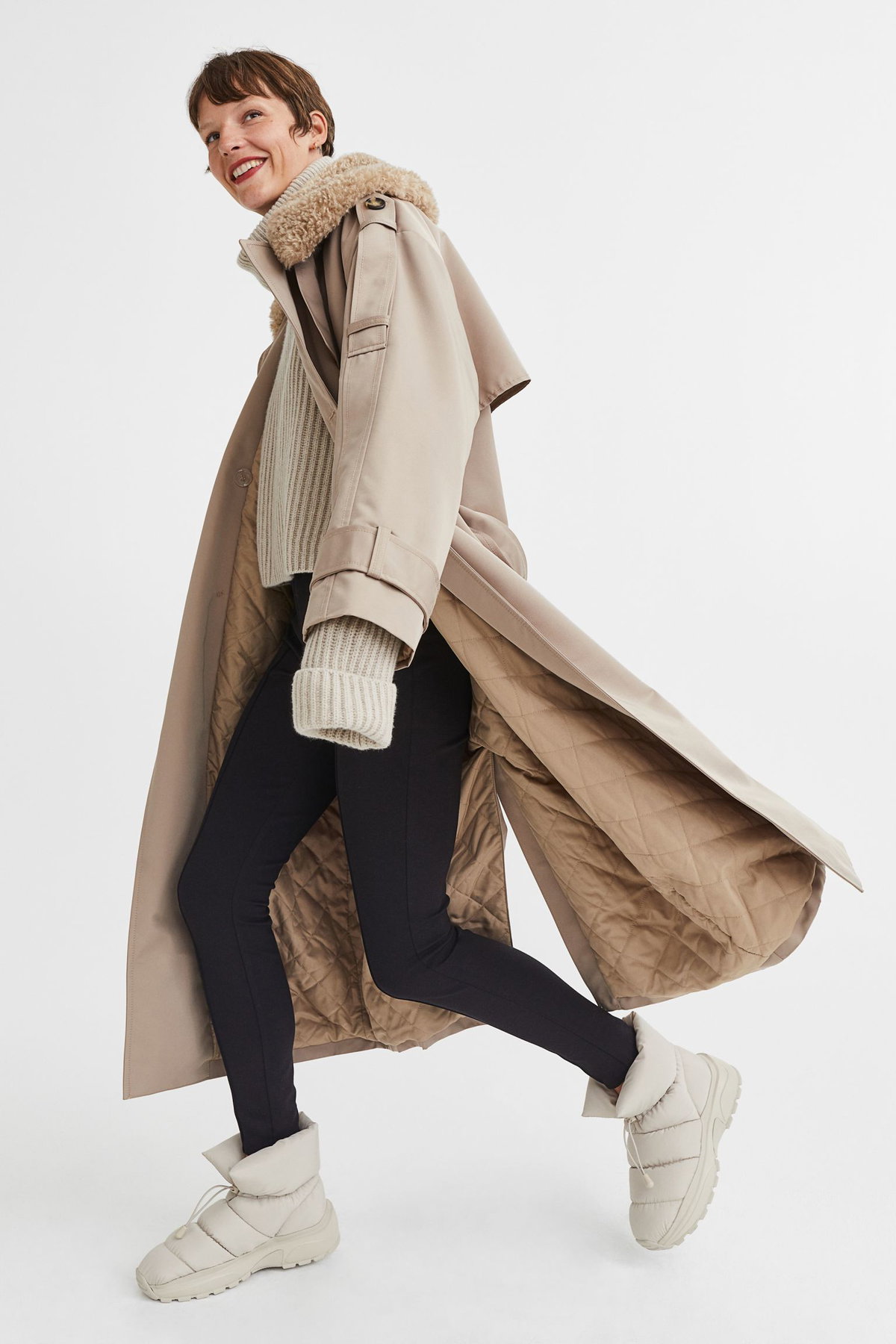 Wattierte Sneakerboots beige H&M