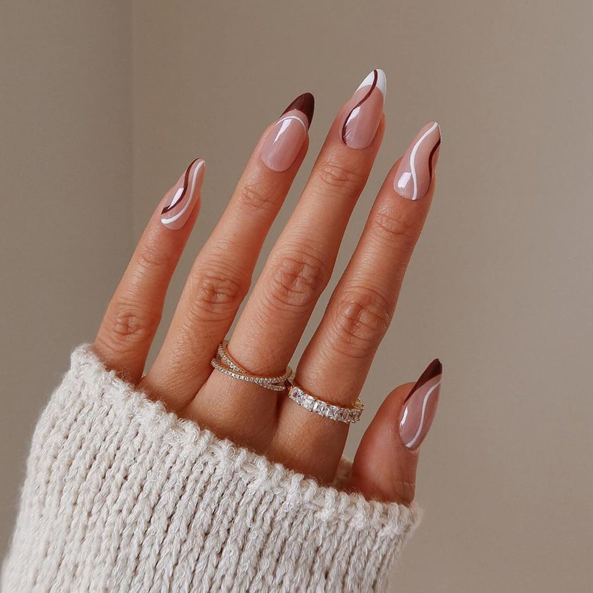 Weiß Braun French Nails
