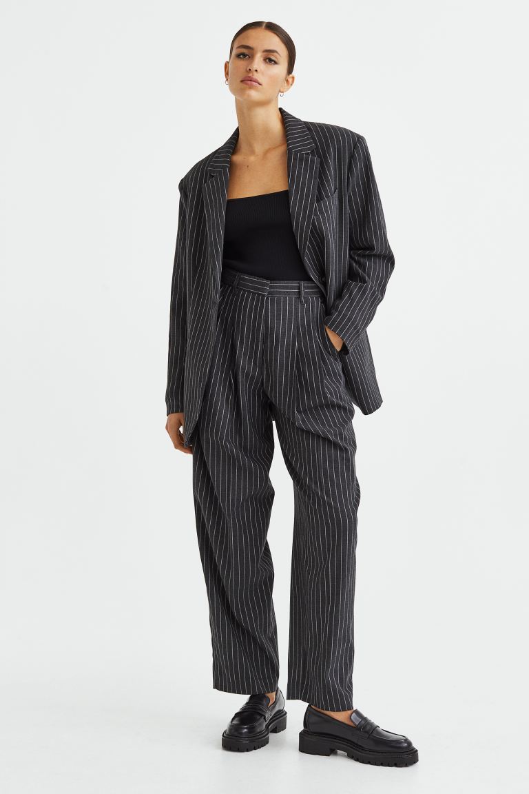 Elegante Hose Dunkelgrau Nadelstreifen Schwarz grau H&M