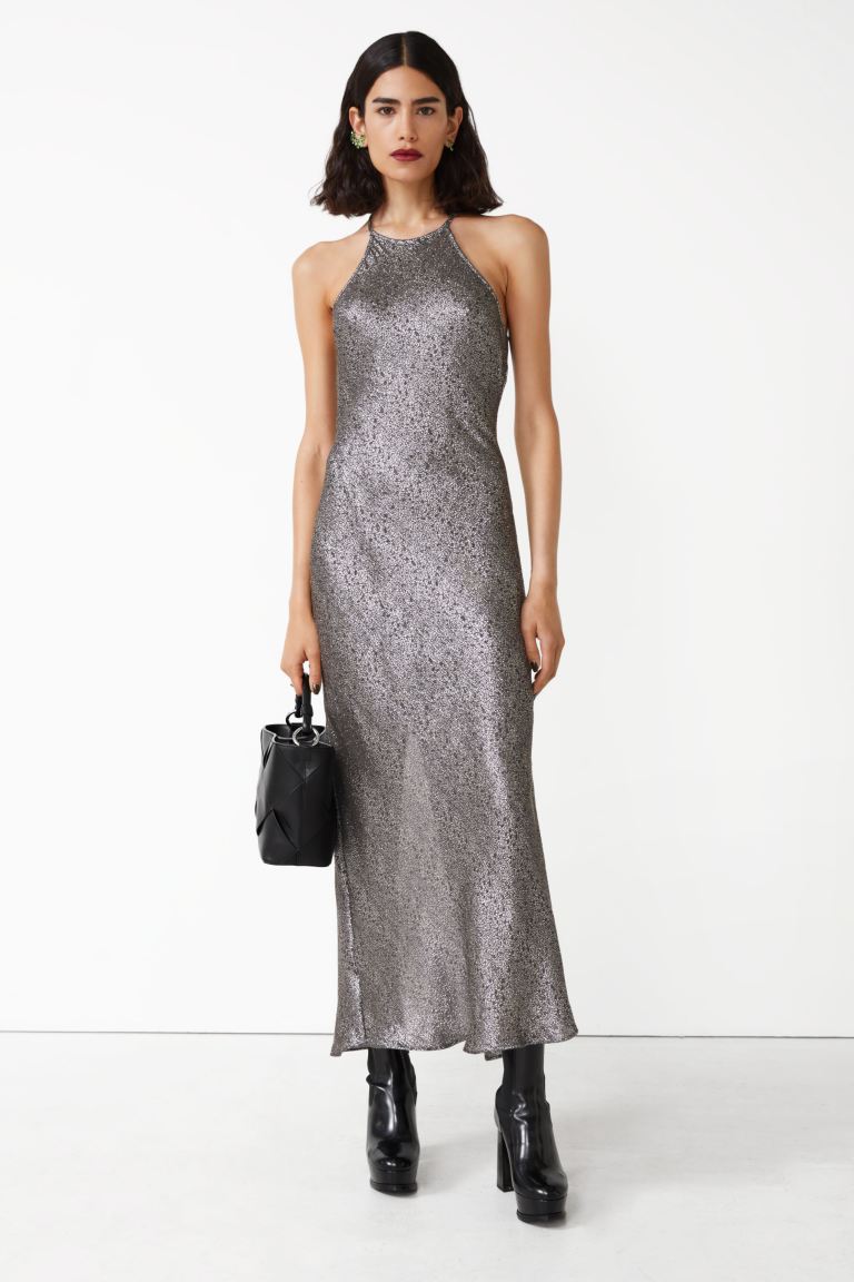 Maxikleid aus Seidenmischung in Metallic-Optik & Other Stories