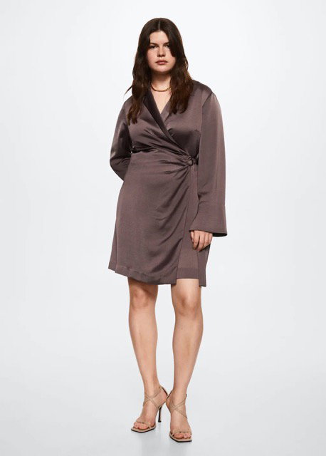 Satiniertes Hemdkleid hellbraun MANGO Medium