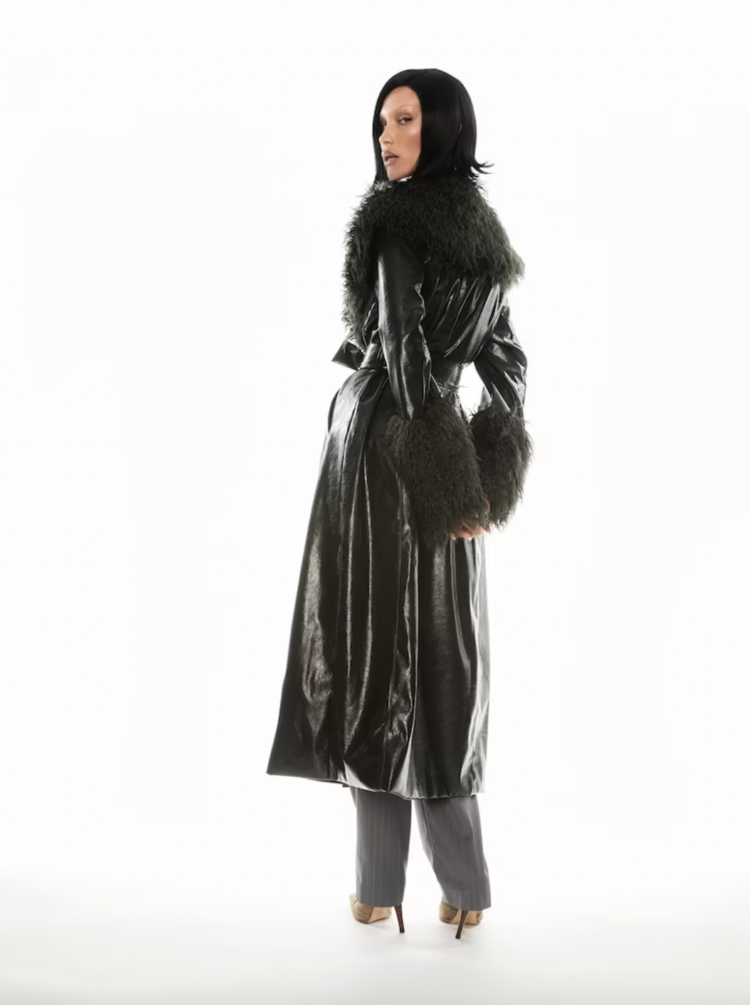 Schwarzer ledermantel mit Fell About You Bella Hadid
