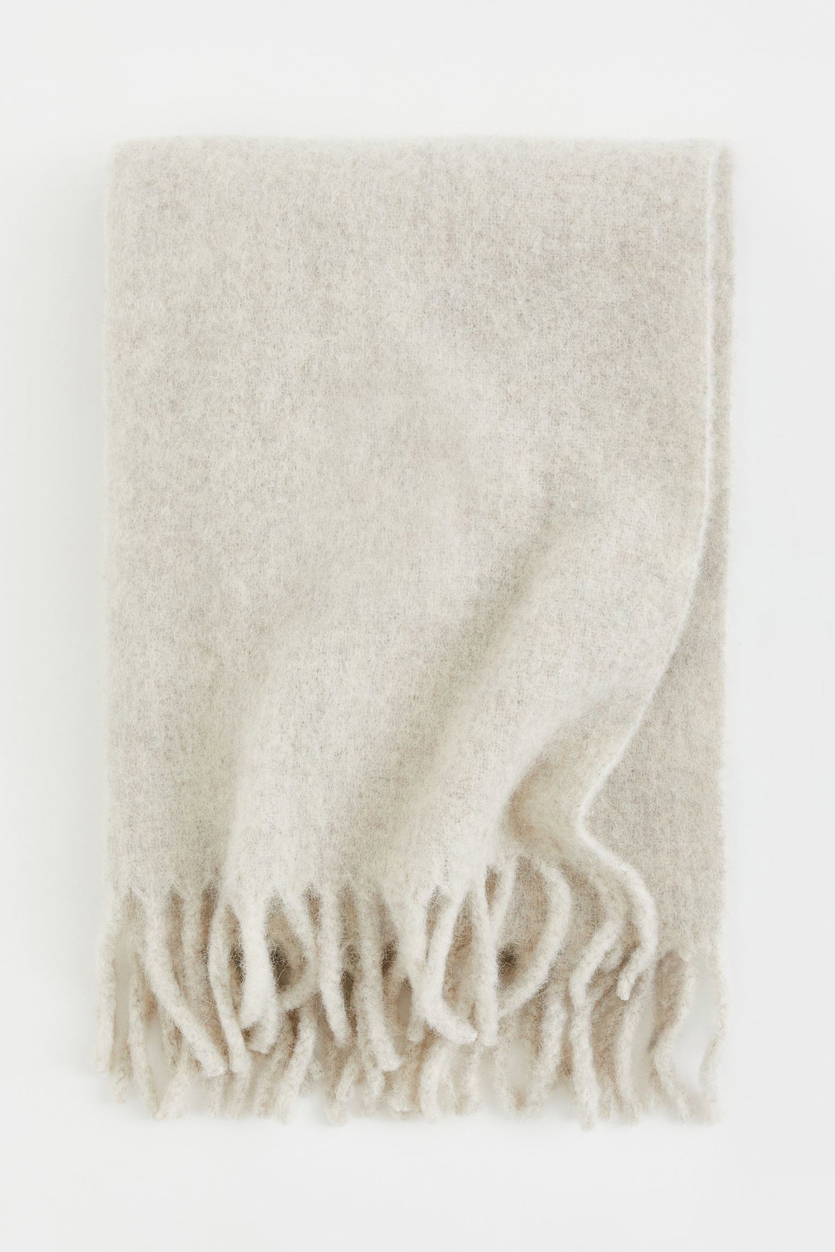 Plaid aus Wollmischung in Beige