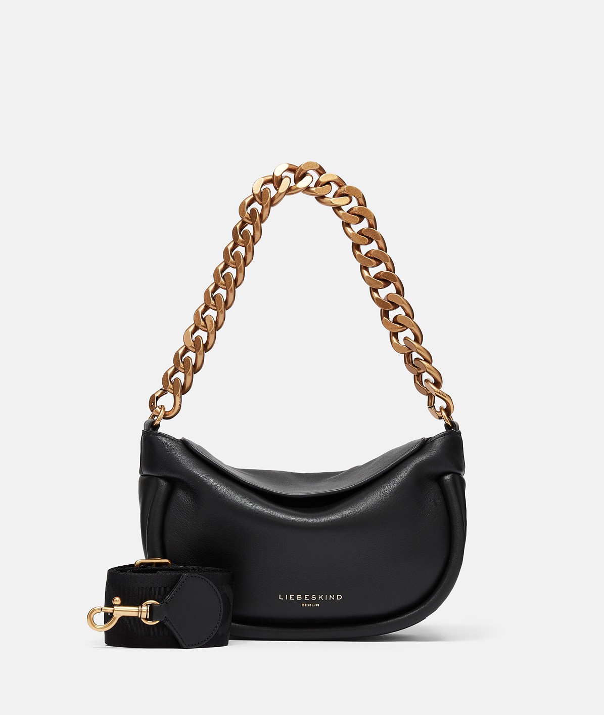 Fab 3 Hobo S Liebeskind Berlin Ledertasche mit goldfarbenen Kettenriemen