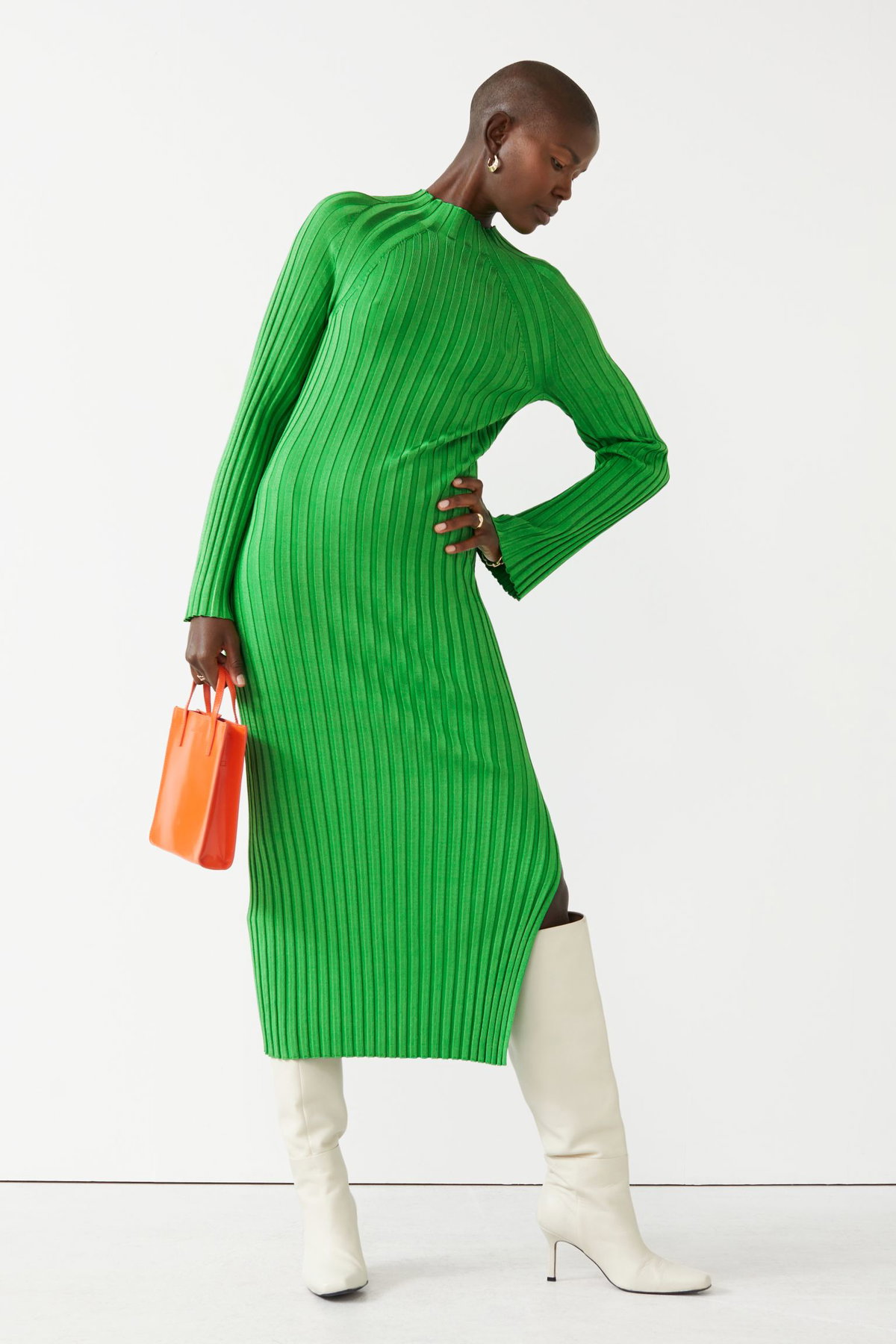H & M - Midikleid aus Rippstrick - Grün - Damen & Other Stories