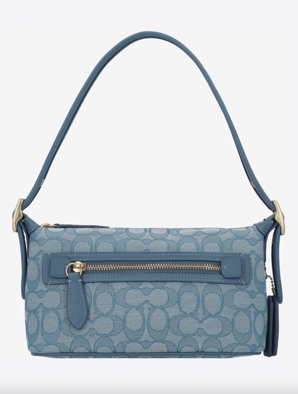 Schultertasche hellblau taubenblau Coach Large