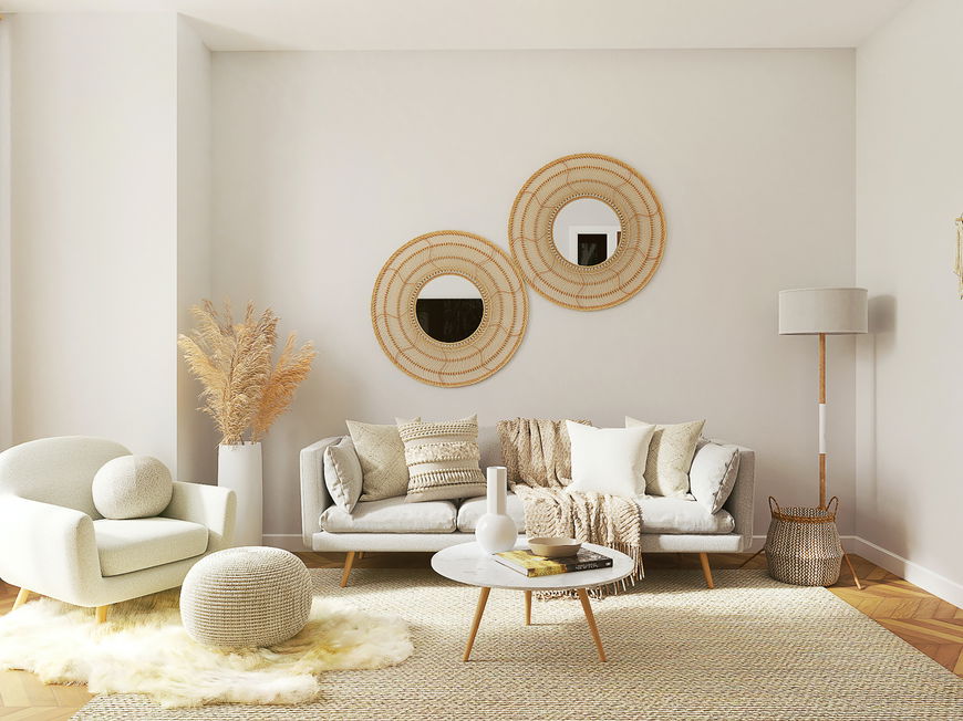 Wohnzimmer alles in beige und weiß gehalten möbel