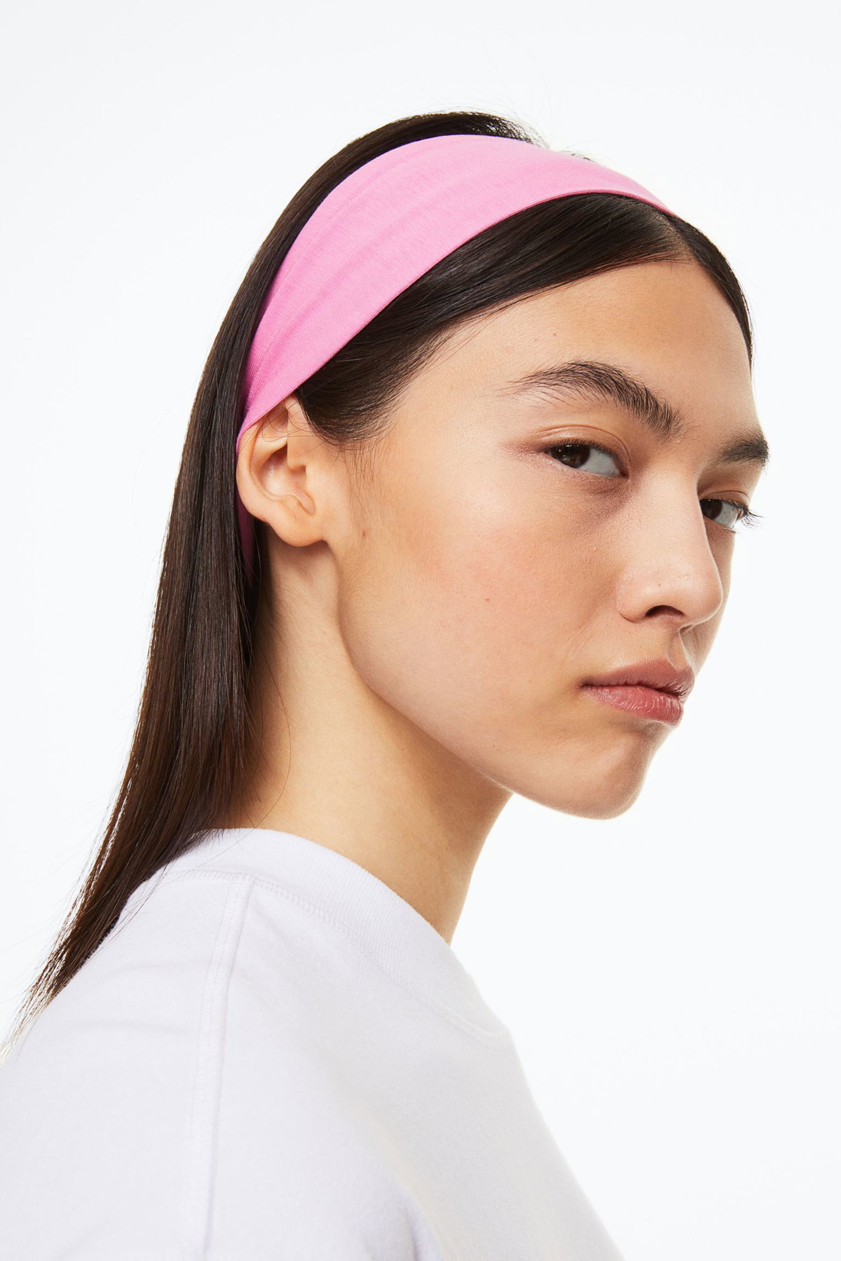 2er-Pack Jersey-Stirnbänder in Rosa und Weiß von H&M, ca. 10 Euro