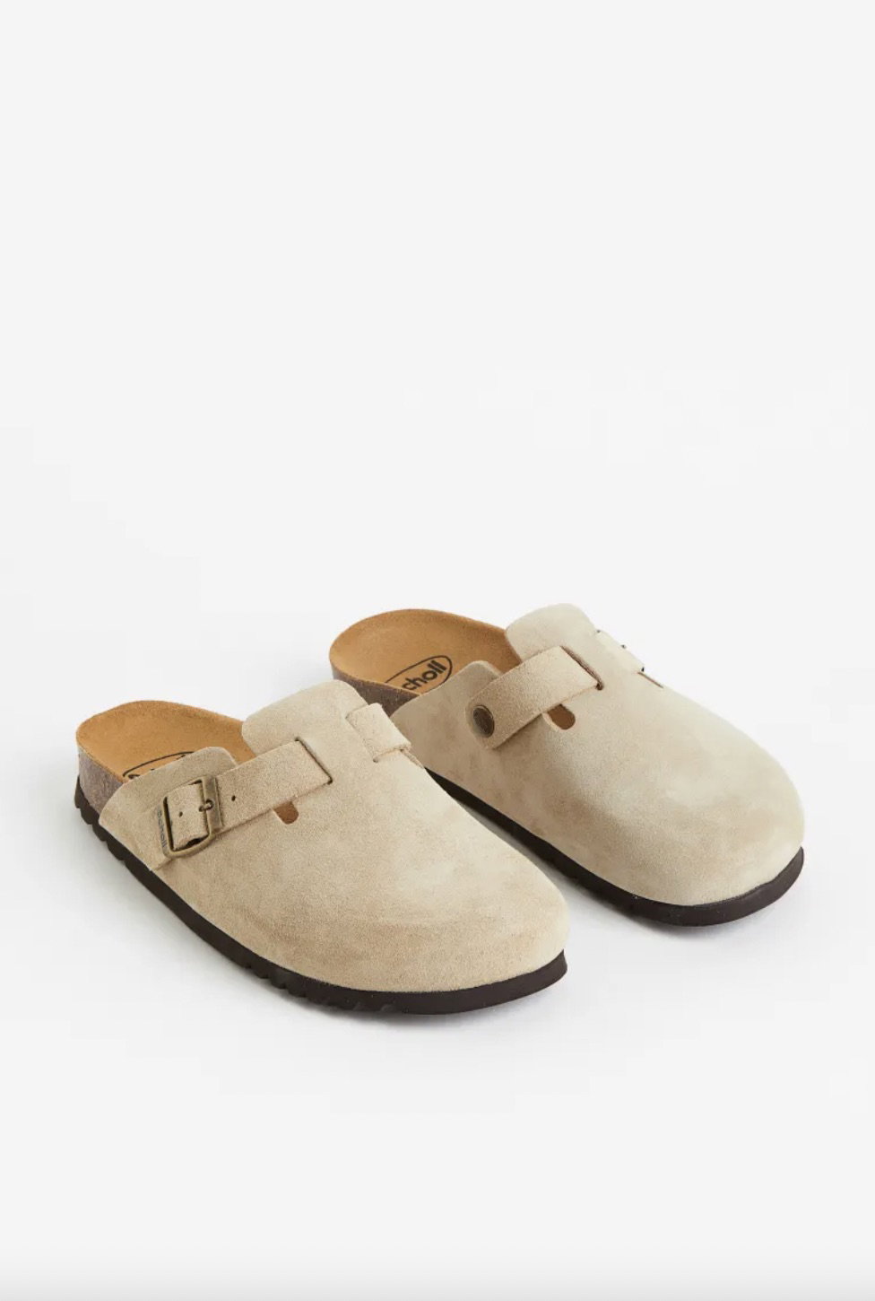 Sandalen aus Veloursleder in Beige von Scholl über H&M, ca. 125 Euro