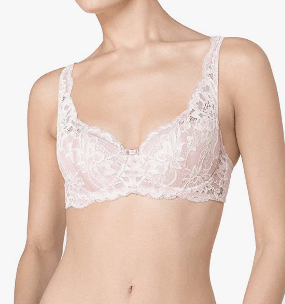 Schalen BH mit Bügel in Weiß und Blumen-Spitze von Triumph über Amazon, ab ca. 21 Euro