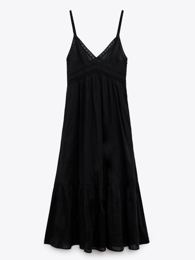 Schwarzes Midi-Kleid von Zara