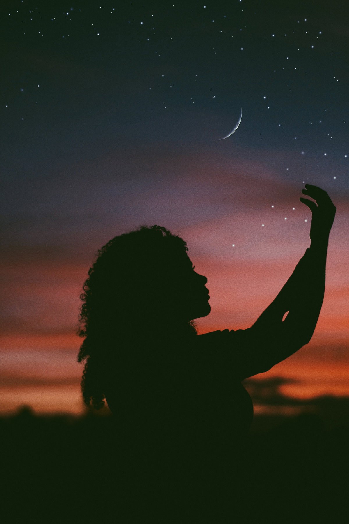 Frau Nacht Sterne Himmel