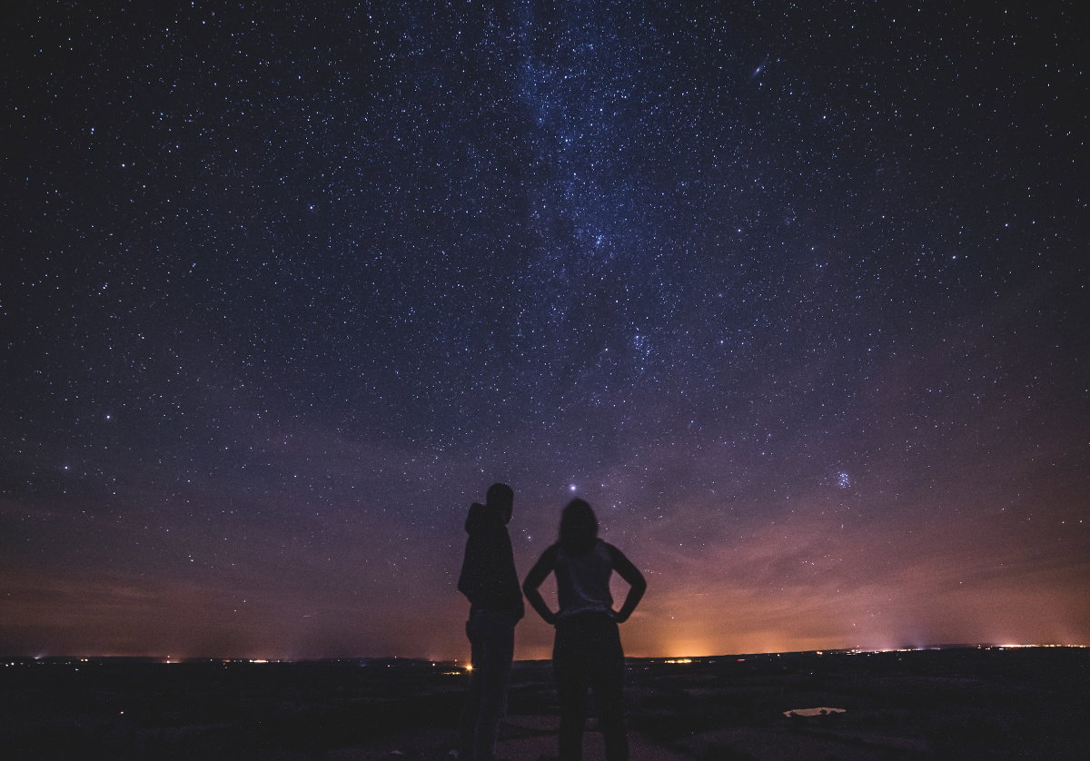 Mann Frau Nacht Himmel Sterne