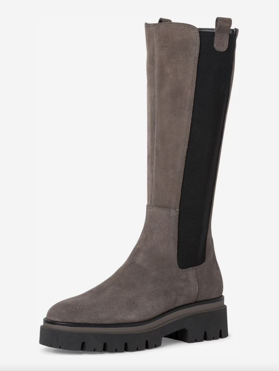 Grauer Wildlederstiefel von Tamaris