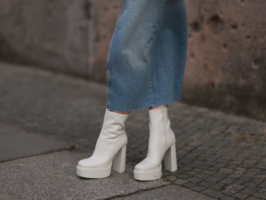 Weiße Plateau Stiefel