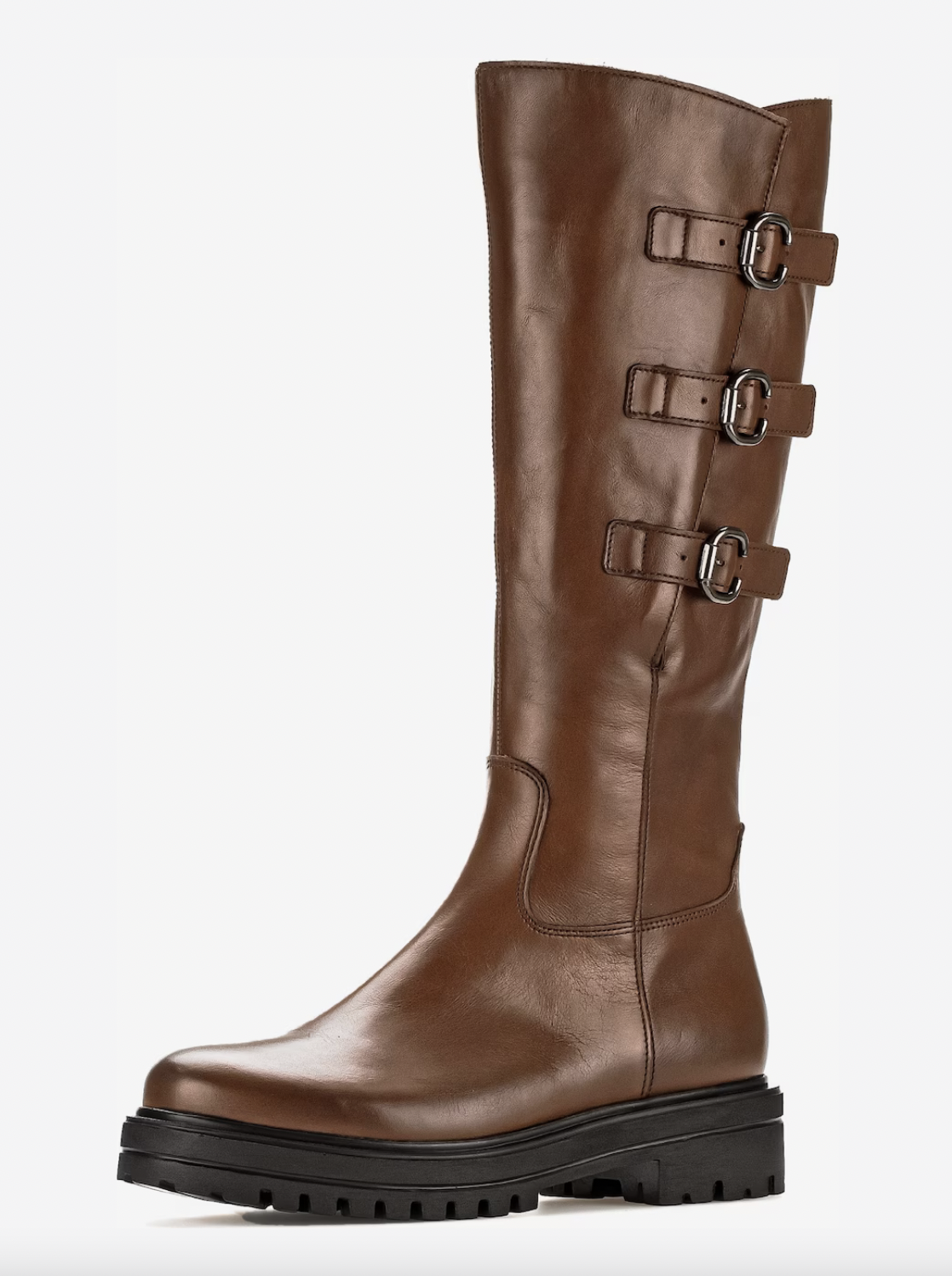 brauner Biker Boot Stiefel von Gabor mit Schnallen an den Seiten 2