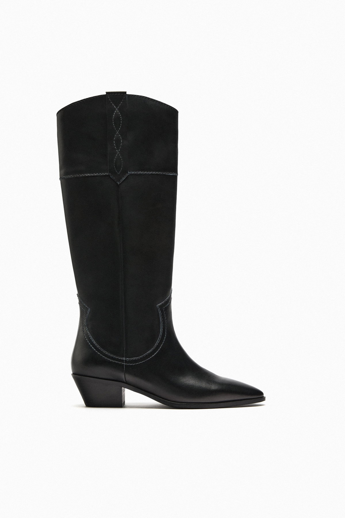 COWBOYSTIEFEL AUS LEDER schwarz Zara