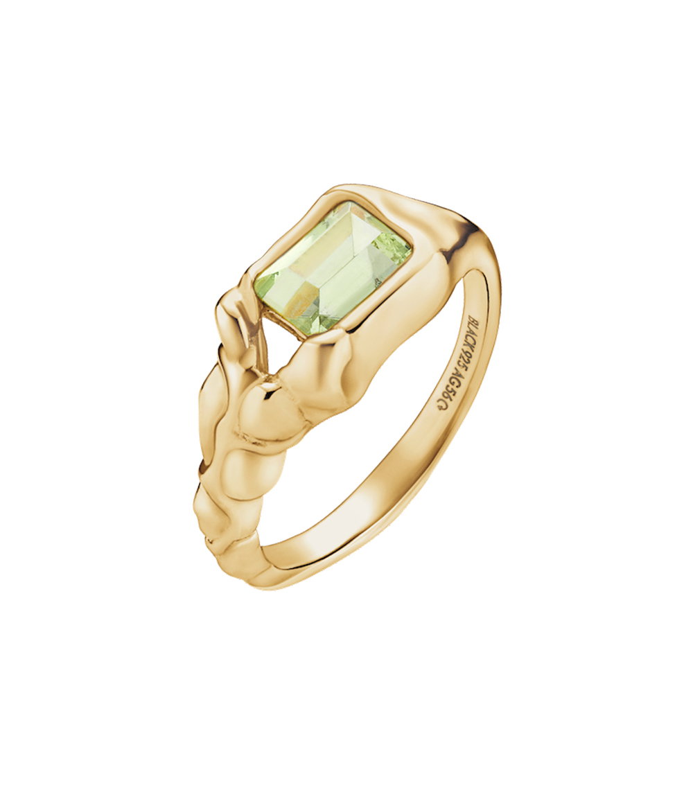 Lemon Disco Ring mit lindgrünem Nano-Edelstein von Maria Black