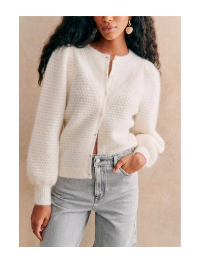 Weiße Strickjacke Sezane