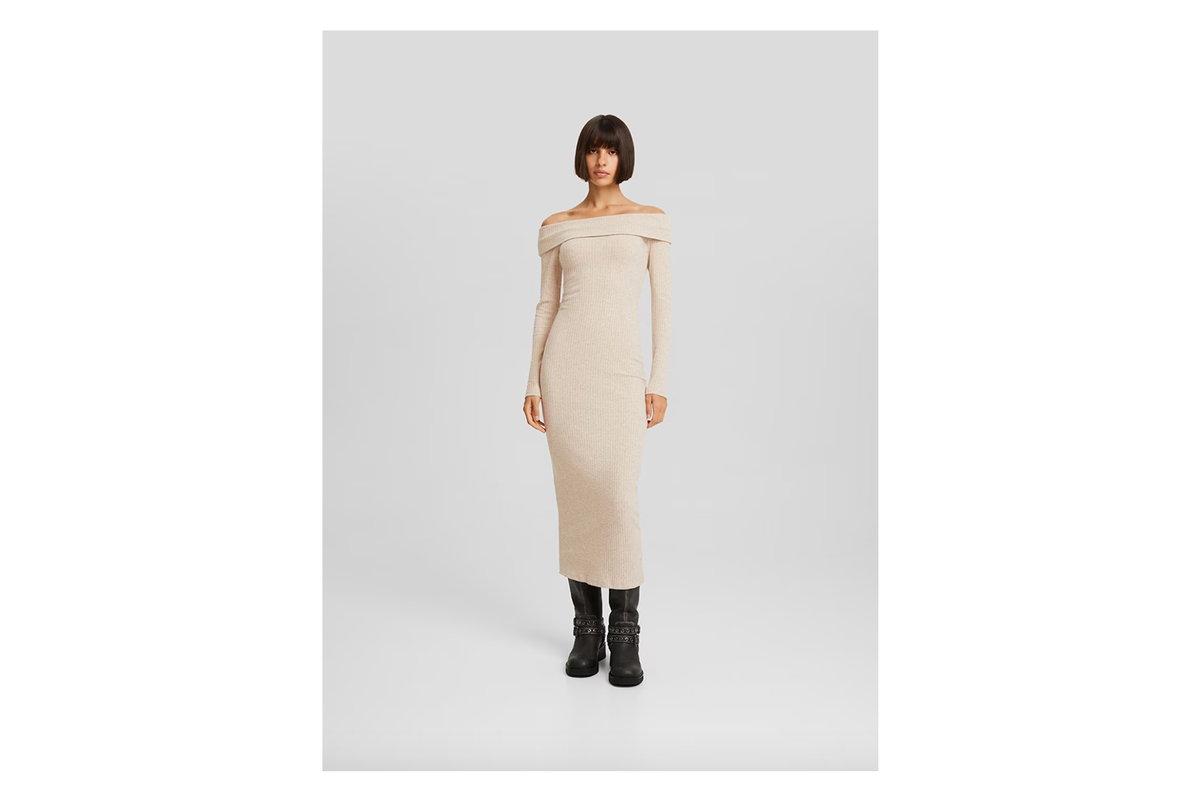 Braunes Strickkleid von Bershka
