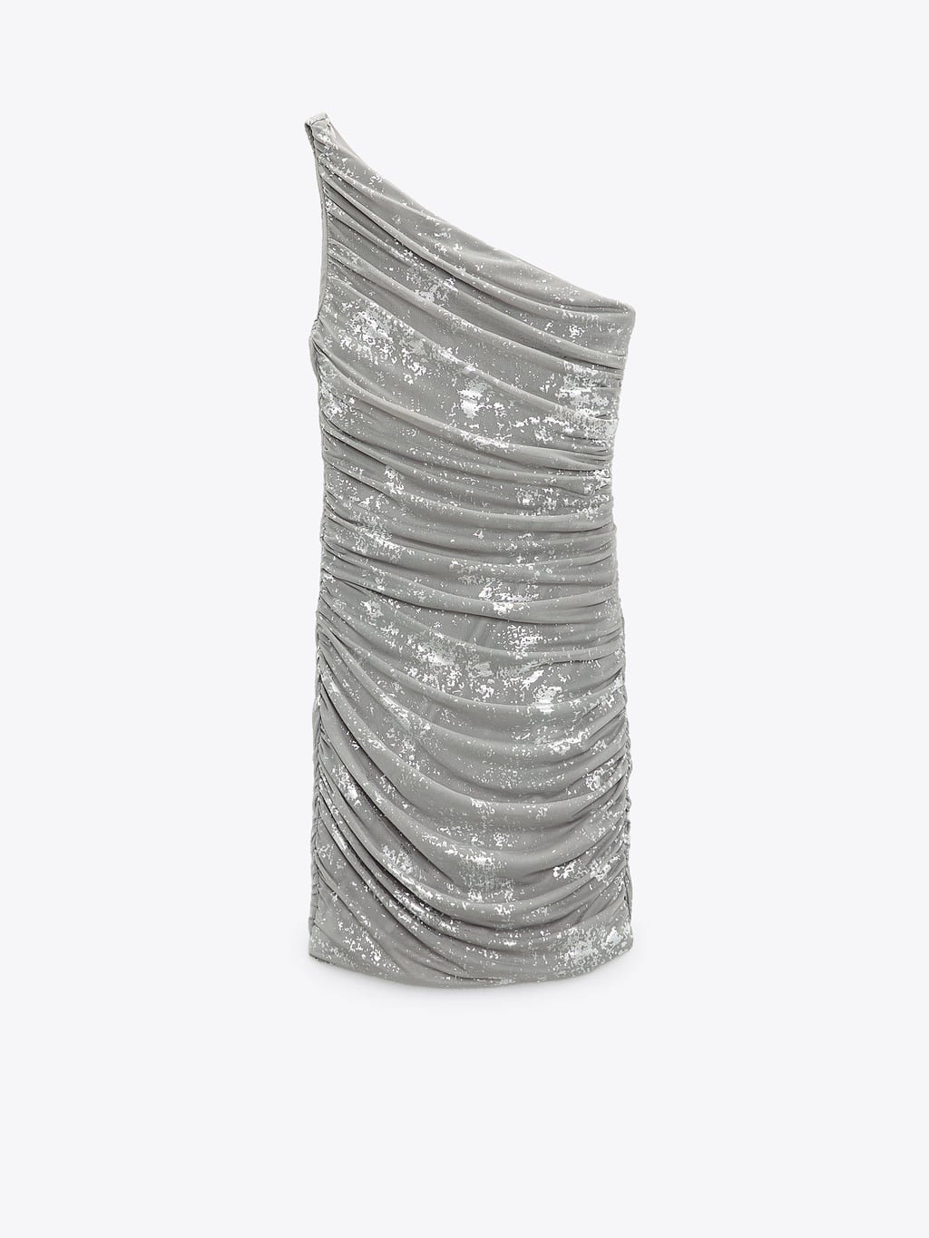 Kurzes Kleid mit asymmetrischem Ausschnitt. Breiter Träger. Drapierter Stoff. Print in Metalloptik. Verdeckter Reißverschluss an der Seitennaht. Zara Tüllkleid