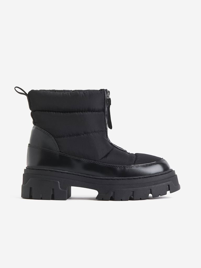 Gefütterte Boots aus Veloursleder H&M in Schwarz