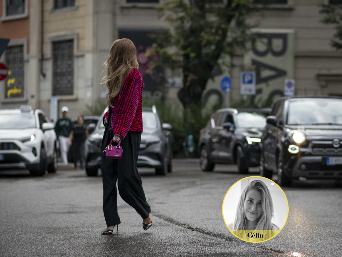 Frau in pinker Jacker