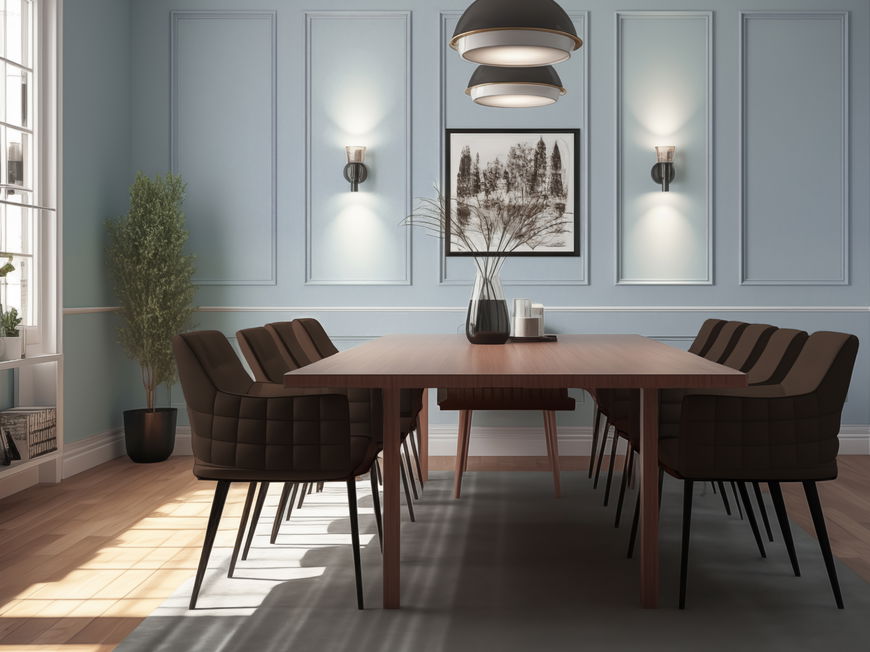 Blaue Wand im Esszimmer